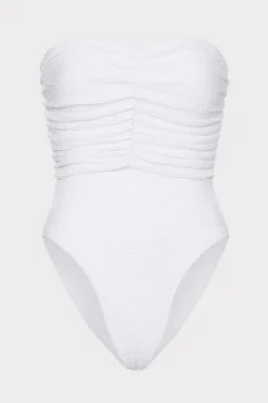 MILLY Jumpsuits & Rompers-Textured Ruched One Piece White