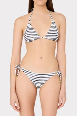 MILLY Bikinis-Textured Stripe Ring Bikini Bottom Navy