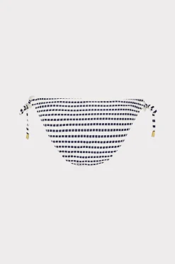 MILLY Bikinis-Textured Stripe Ring Bikini Bottom Navy