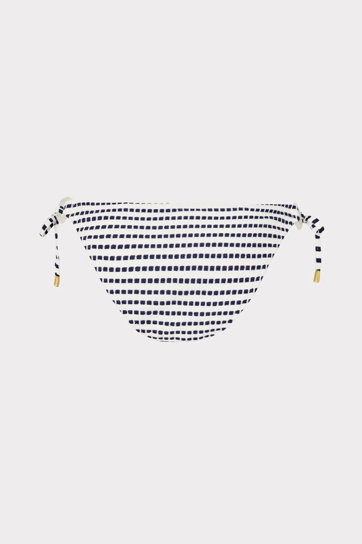 MILLY Bikinis-Textured Stripe Ring Bikini Bottom Navy