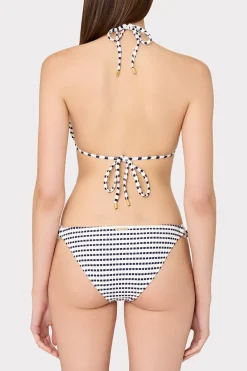 MILLY Jumpsuits & Rompers-Textured Stripe Ring Triangle Bikini Top Navy