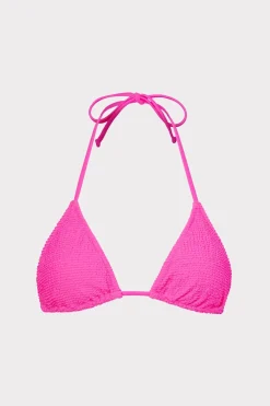 MILLY Jumpsuits & Rompers-Textured Triangle Bikini Top Neon Pink