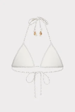 MILLY Jumpsuits & Rompers-Textured Waves Triangle Bikini Top White