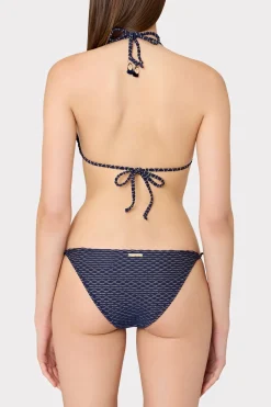 MILLY Jumpsuits & Rompers-Textured Waves Triangle Bikini Top Navy