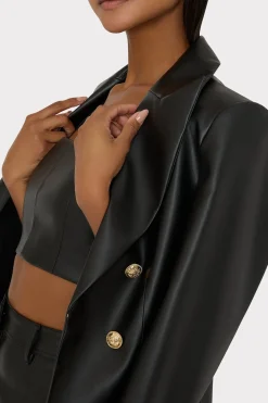 MILLY Matching Sets-Thompson Vegan Leather Blazer Black