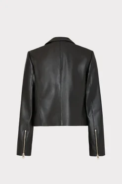 MILLY Coats & Jackets-Thompson Vegan Leather Blazer Black