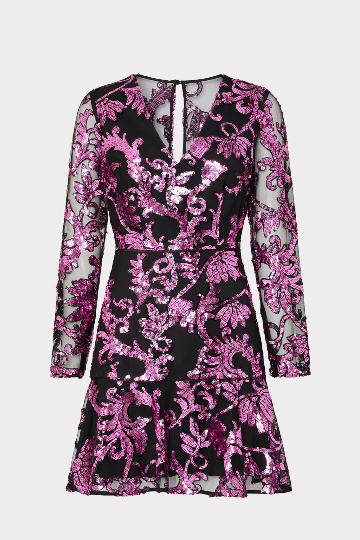 MILLY Pink Dresses-Tove Tassel Paisley Sequins Dress Pink Multi