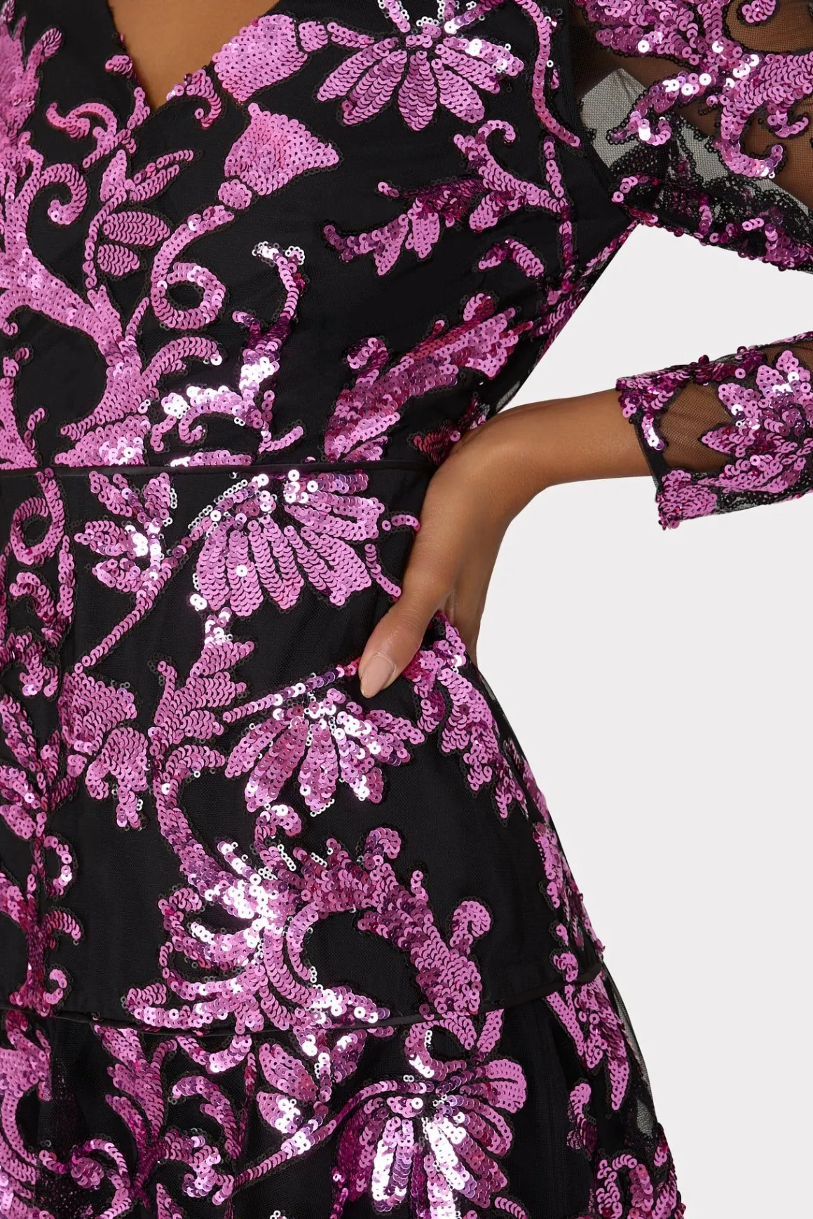 MILLY Pink Dresses-Tove Tassel Paisley Sequins Dress Pink Multi