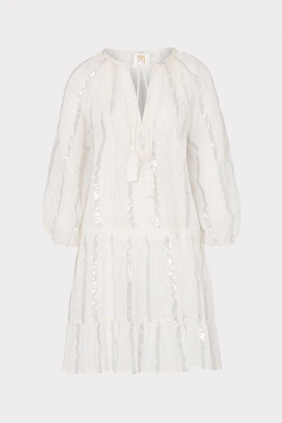 MILLY Jumpsuits & Rompers-Valentine Lurex Stripe Coverup Dress White
