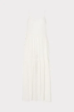 MILLY Jumpsuits & Rompers-Valeria Diamond Jacquard Coverup Dress White/Gold
