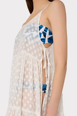 MILLY Jumpsuits & Rompers-Valeria Diamond Jacquard Coverup Dress White/Gold
