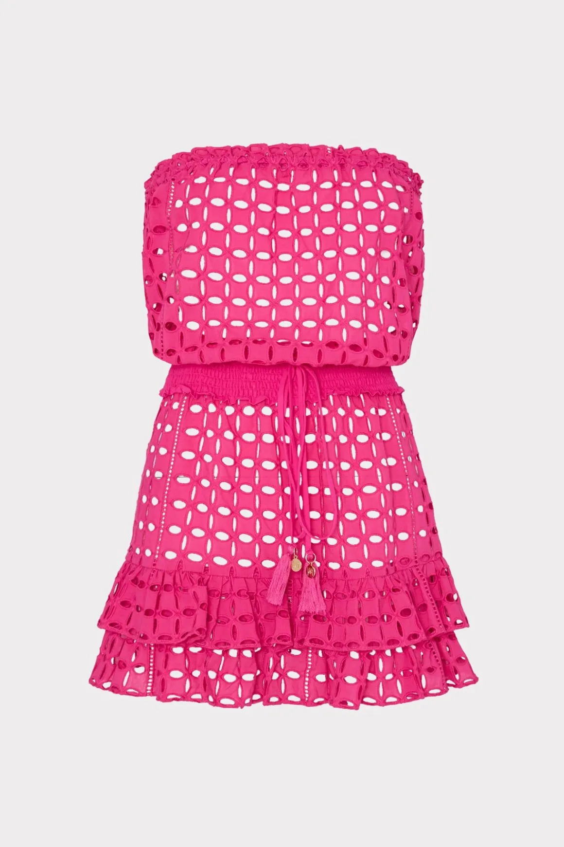 MILLY Jumpsuits & Rompers-Verity Cotton Eyelet Dress Pink