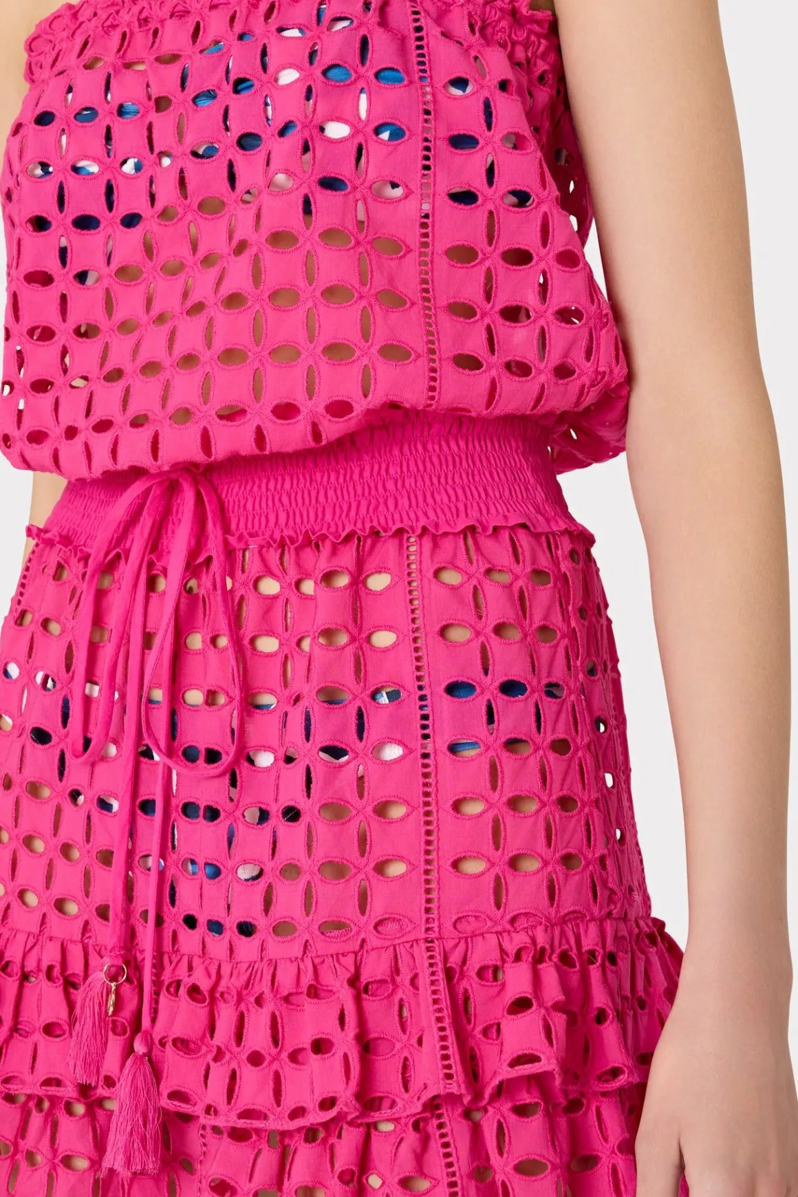 MILLY Jumpsuits & Rompers-Verity Cotton Eyelet Dress Pink