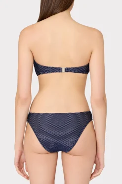 MILLY Bikinis-Verone Texture Waves Bandeau Top Navy