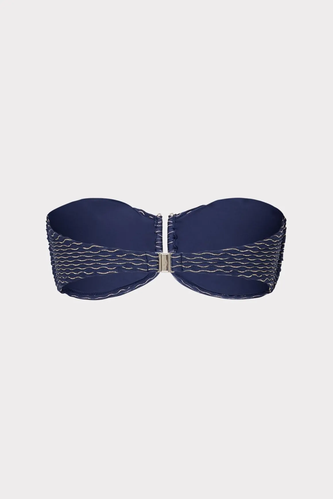 MILLY Bikinis-Verone Texture Waves Bandeau Top Navy