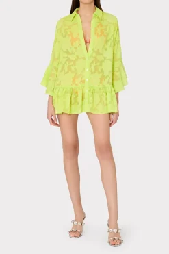 MILLY Cover-Ups-Vierra Burnout Coverup Dress Neon Yellow