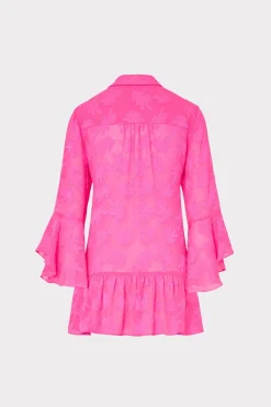 MILLY Jumpsuits & Rompers-Vierra Burnout Coverup Dress Hot Pink