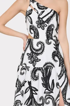 MILLY Jumpsuits & Rompers-Vintage Vine Poplin Dress Black/White