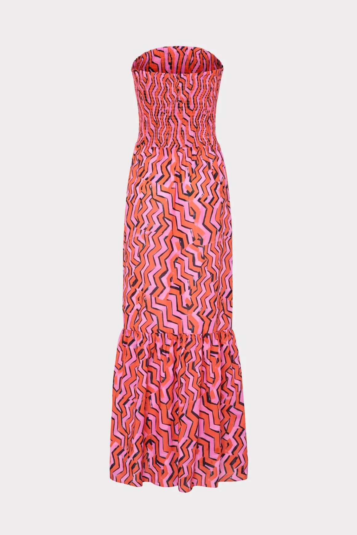 MILLY Jumpsuits & Rompers-Viona Painted Chevron Cotton Voile Dress Coral Multi