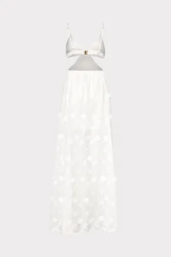 MILLY Jumpsuits & Rompers-Vivianne 3D Floral Cotton Eyelet Dress White