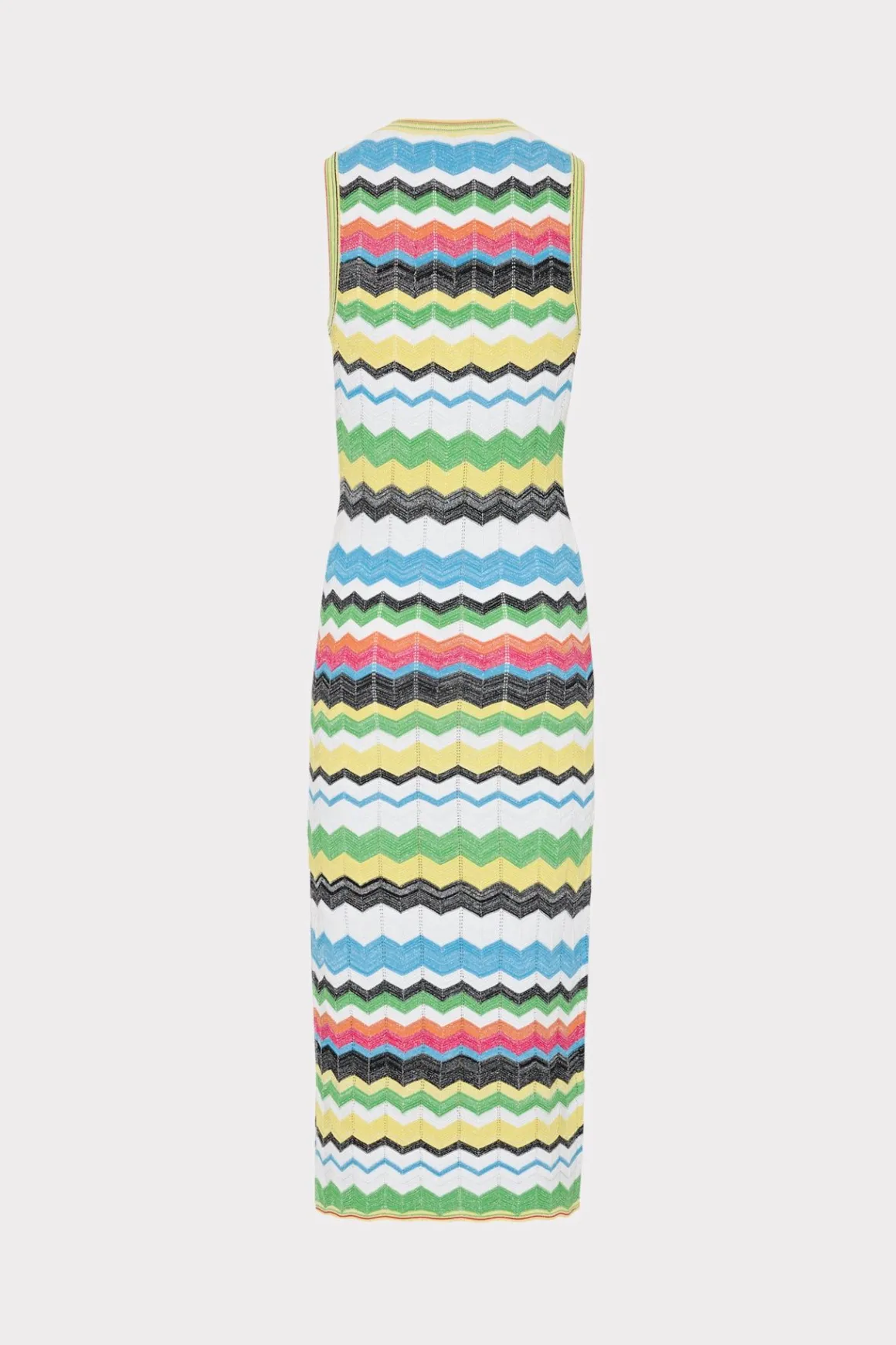 MILLY Sundresses-V-Neck Zig Zag Midi Dress Yellow Multi