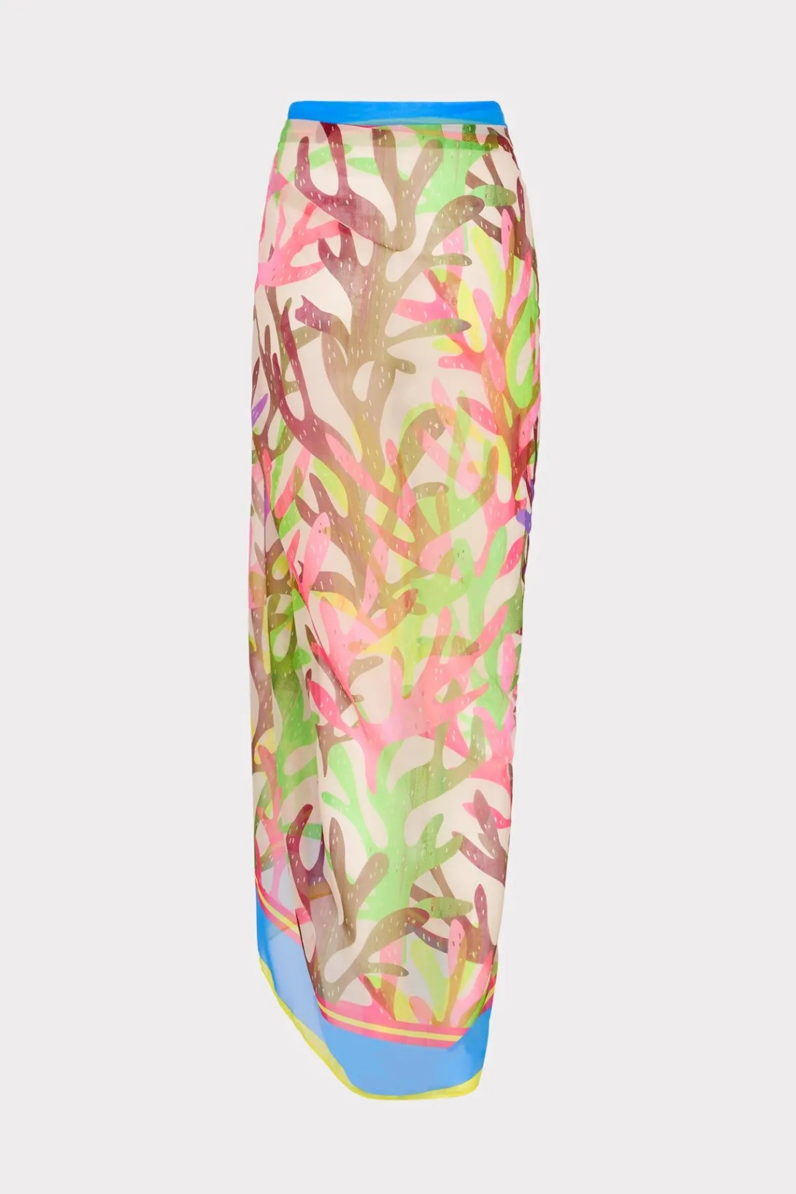 MILLY Jumpsuits & Rompers-Watercolor Caribbean Coral Chiffon Sarong Green Multi
