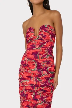 MILLY Jumpsuits & Rompers-Windmill Floral Chiffon Dress Red Multi