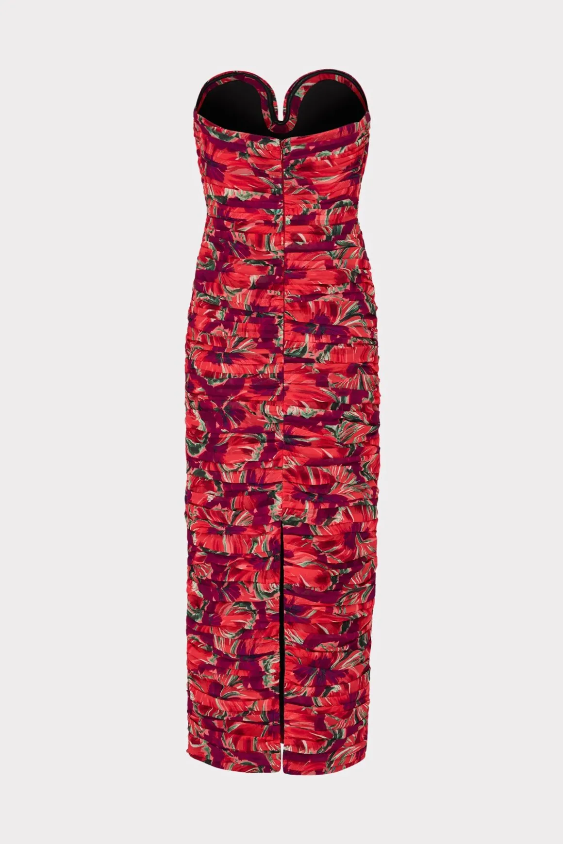 MILLY Evening Gowns-Windmill Floral Chiffon Dress Red Multi
