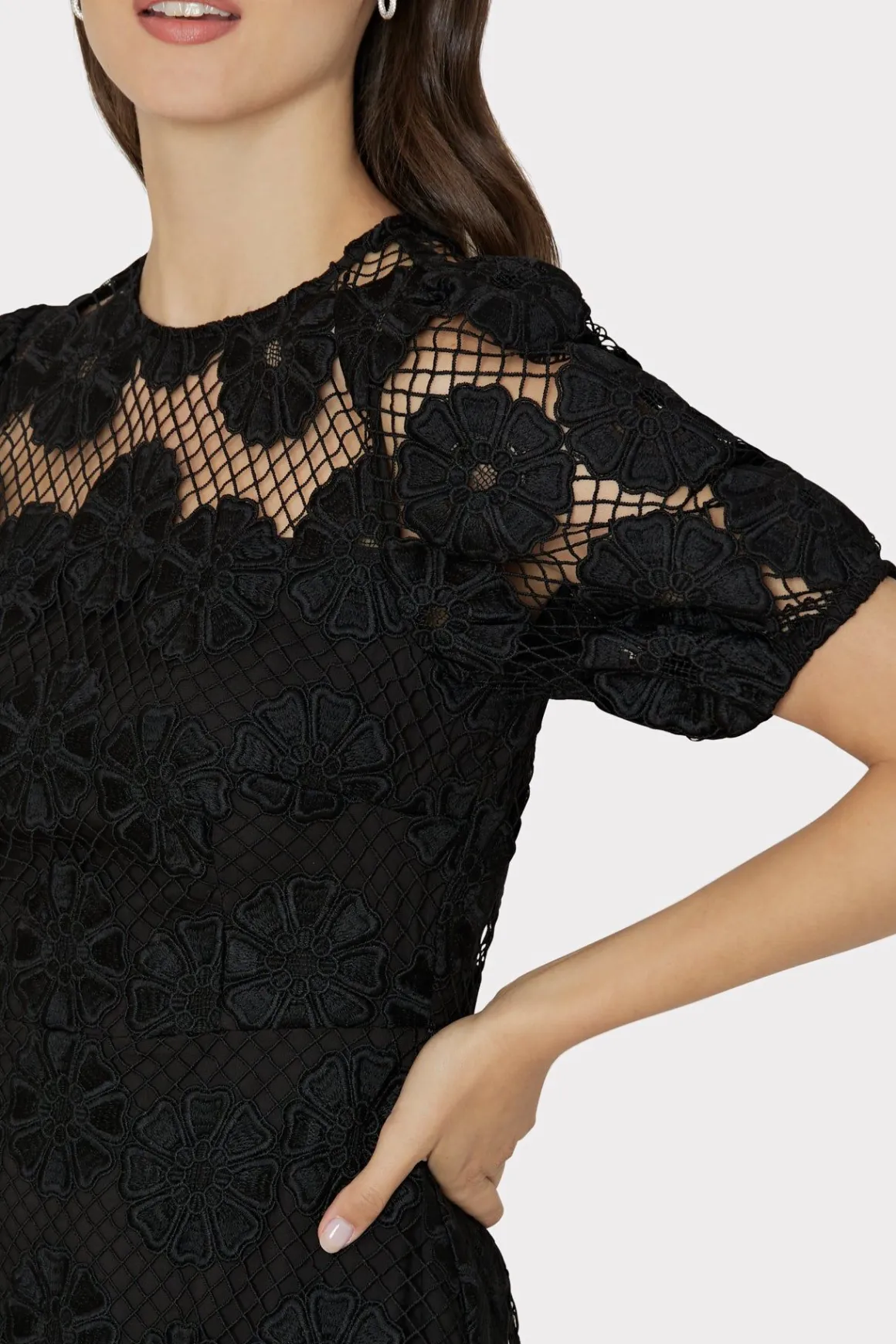 MILLY Jumpsuits & Rompers-Yasmin Daisy Lace Dress Black