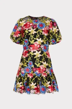 MILLY Jumpsuits & Rompers-Yasmin Floral Embroidery Dress Red Multi