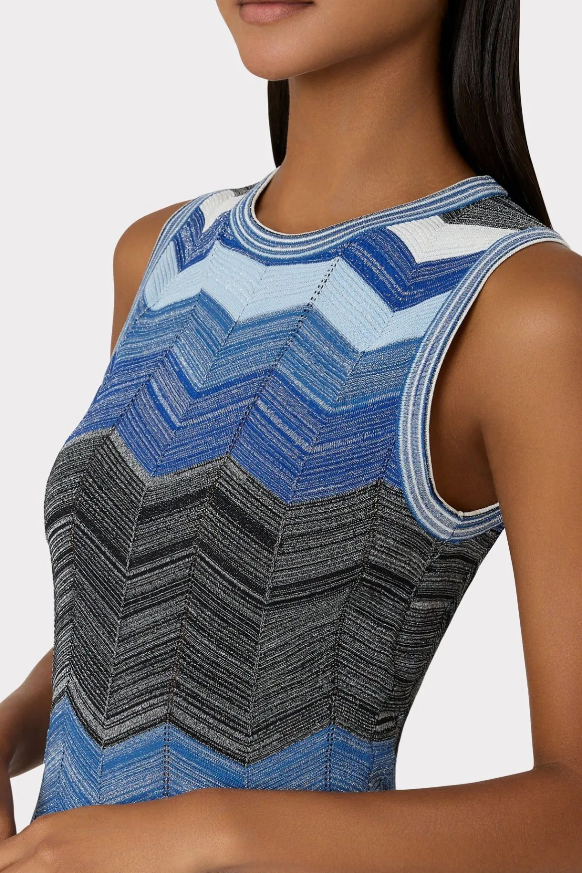 MILLY Knit Dresses-Zig Zag Knit Mini Dress Navy Multi
